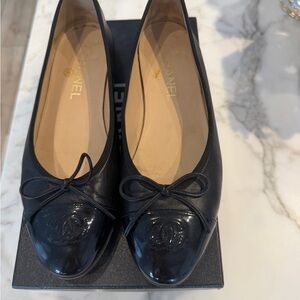 CHANEL Black Patent Leather Loafers